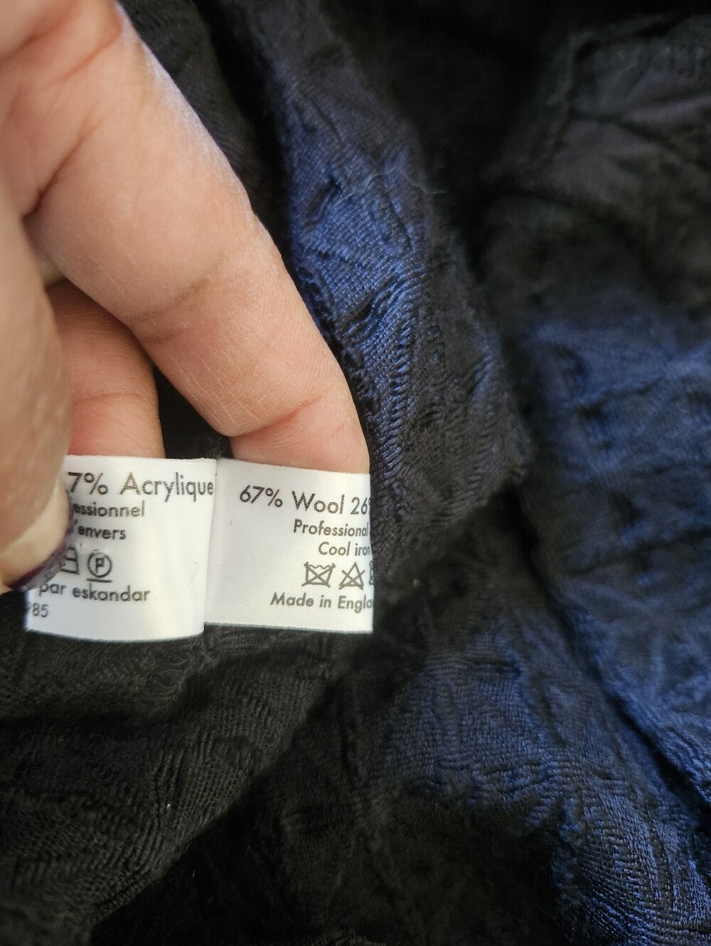 Eskandar Wool Silk Blends Button Down Quilted Black Tunic ,Pockets . Sz.2/ XL - Picture 10 of 12